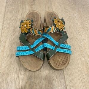Spring Step by L’Artiste Deoanna Flower Leather Sandal